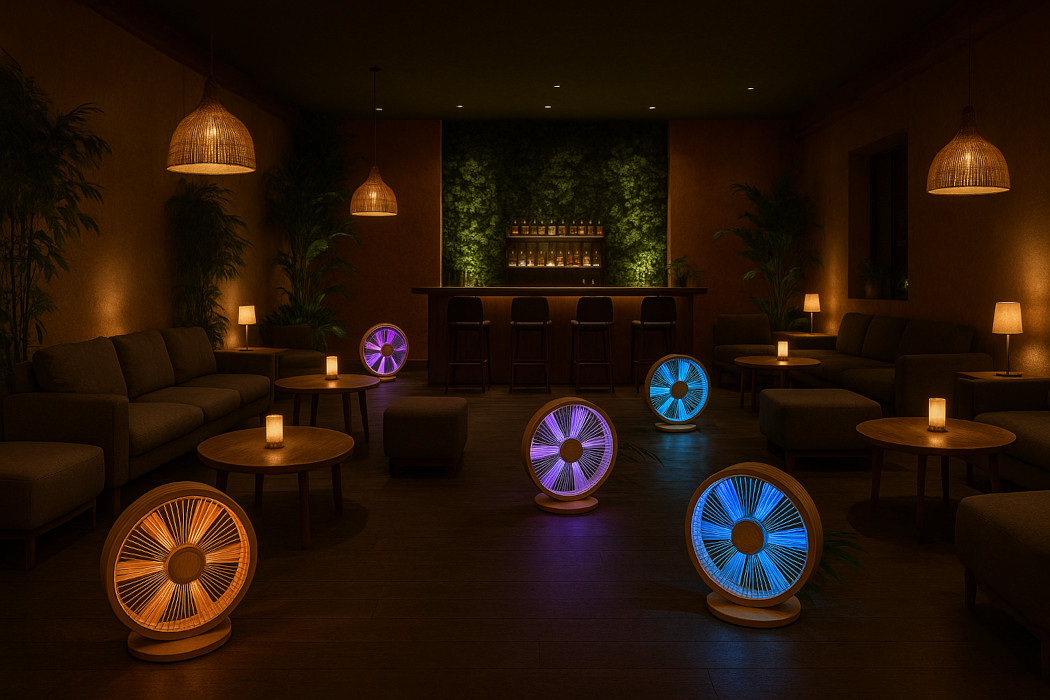 ventilateur-de-sol-design-01 Ventilateur de sol sans pied design pour restaurant bar lounge