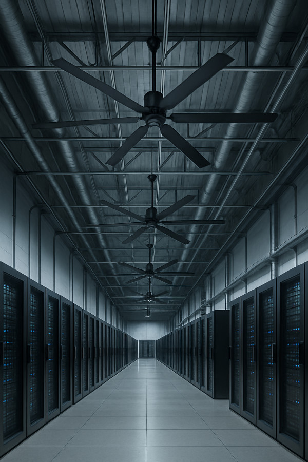 Ventilation HVLS pour serveur informatique et hangar sécurisé