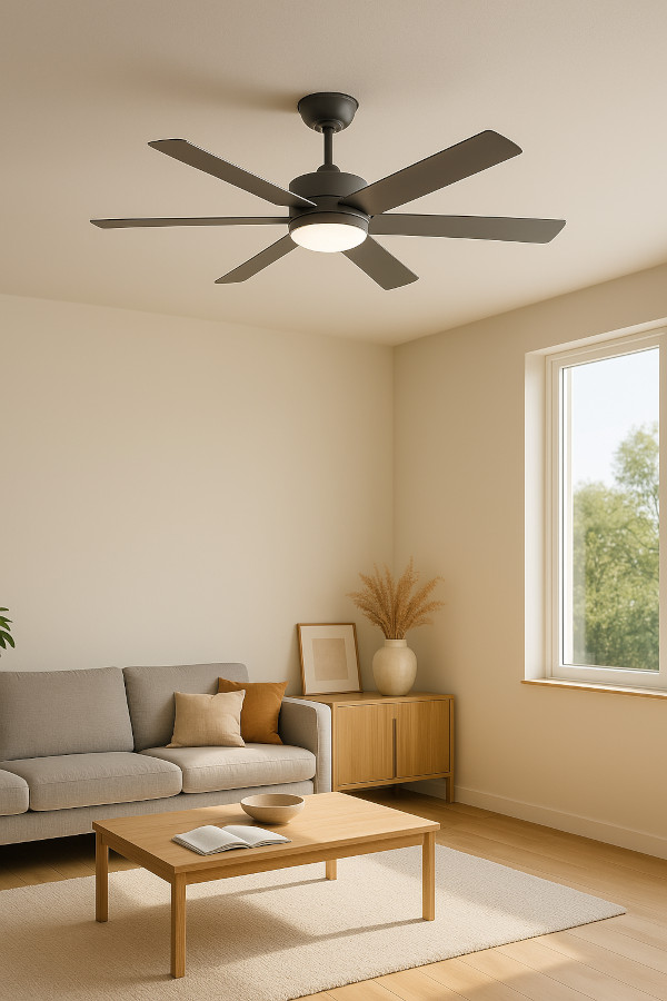 Intérieur élégant avec brasseur d'air de plafond affleurant